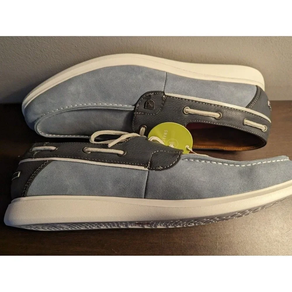 Stacy Adams Reid Moc Toe Lace Up Boat Shoes 10M Lightweight Light Blue 25592-465